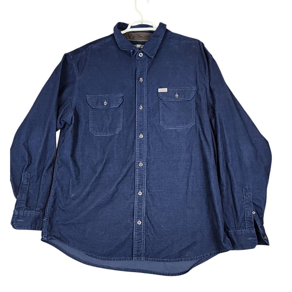 Eddie Bauer Mens‎ XXL Blue Cotton Button Down Long Sleeve Shirt Relaxed Fit